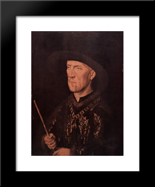 Portrait Of Baudouin De Lannoy 20x24 Black Modern Wood Framed Art Print Poster by van Eyck, Jan