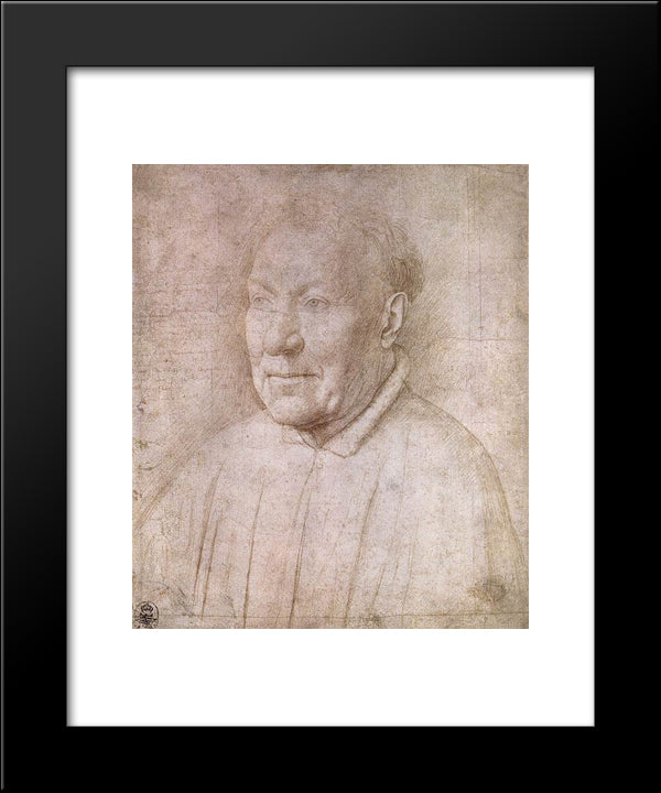 Portrait Of Cardinal Albergati 20x24 Black Modern Wood Framed Art Print Poster by van Eyck, Jan