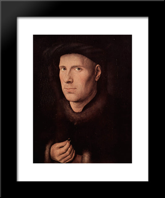 Portrait Of Jan De Leeuw 20x24 Black Modern Wood Framed Art Print Poster by van Eyck, Jan