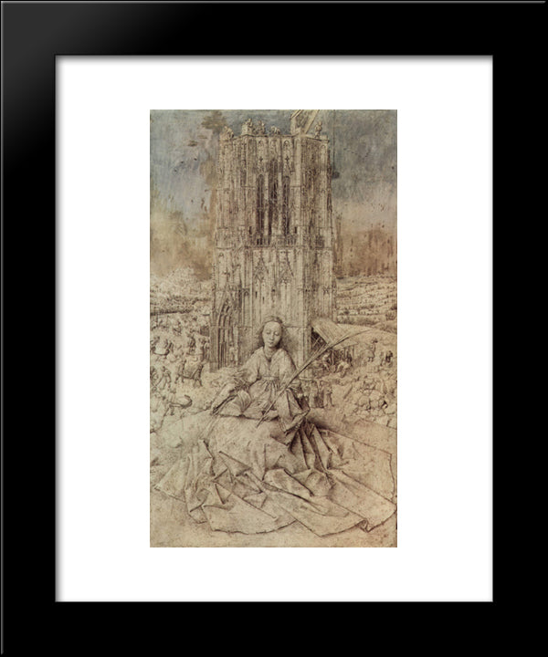 St. Barbara 20x24 Black Modern Wood Framed Art Print Poster by van Eyck, Jan