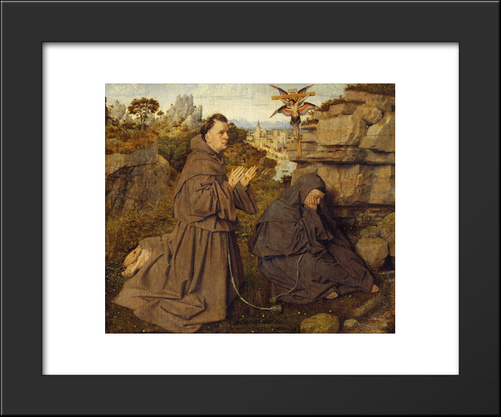 St. Francis Receiving The Stigmata 20x24 Black Modern Wood Framed Art Print Poster by van Eyck, Jan