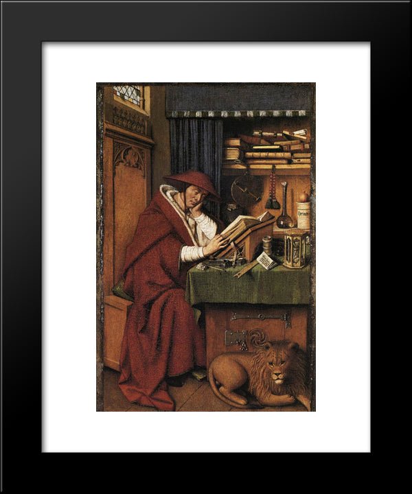 St. Jerome In His Study 20x24 Black Modern Wood Framed Art Print Poster by van Eyck, Jan