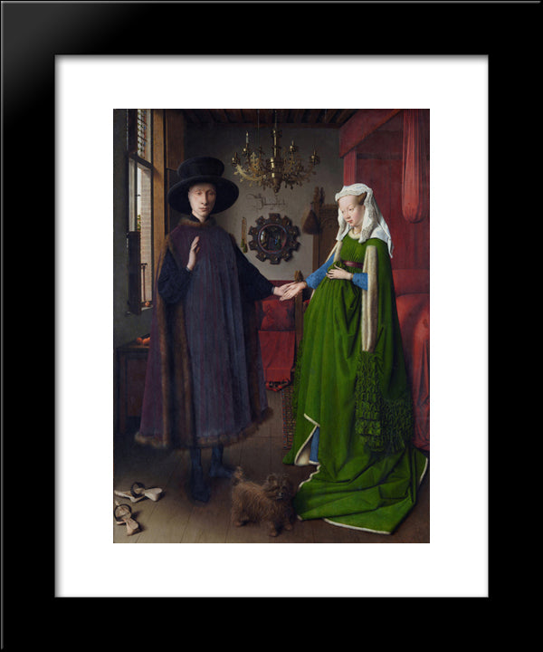 The Arnolfini Wedding. The Portrait Of Giovanni Arnolfini And His Wife Giovanna Cenami (The Arnolfini Marriage) 20x24 Black Modern Wood Framed Art Print Poster by van Eyck, Jan