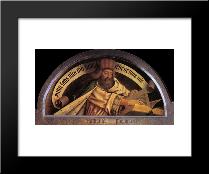 The Prophet Zacharias And The Angel Gabriel 20x24 Black Modern Wood Framed Art Print Poster by van Eyck, Jan