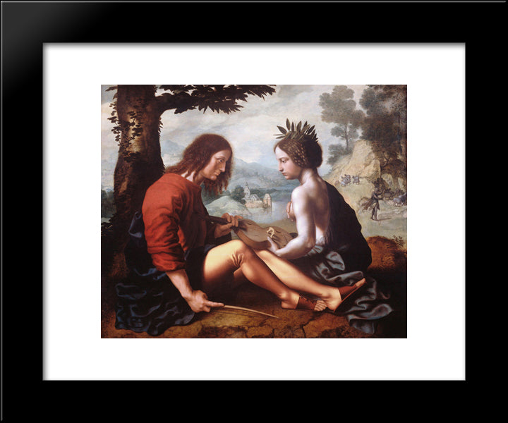 Allegorical Scene 20x24 Black Modern Wood Framed Art Print Poster by Hemessen, Jan van
