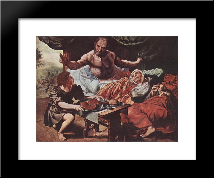 Isaac Blessing Jacob 20x24 Black Modern Wood Framed Art Print Poster by Hemessen, Jan van