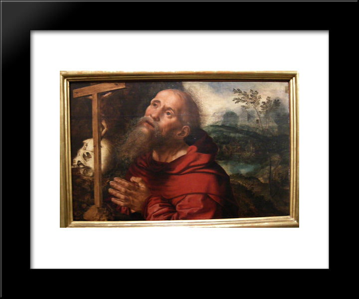 San Girolamo In Preghiera 20x24 Black Modern Wood Framed Art Print Poster by Hemessen, Jan van