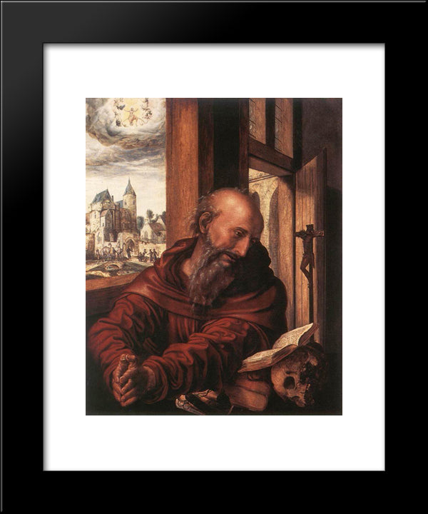 St. Jerome 20x24 Black Modern Wood Framed Art Print Poster by Hemessen, Jan van