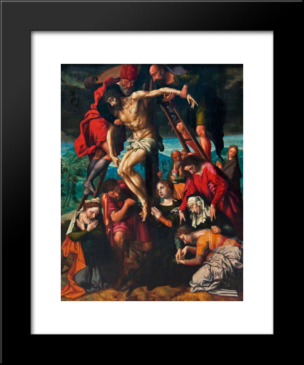 The Descent From The Cross 20x24 Black Modern Wood Framed Art Print Poster by Hemessen, Jan van