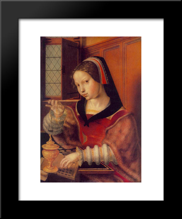 Woman Weighing Gold 20x24 Black Modern Wood Framed Art Print Poster by Hemessen, Jan van
