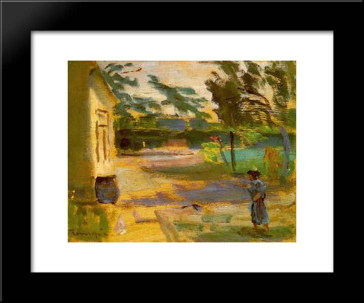 Cortyard In Sunshine 20x24 Black Modern Wood Framed Art Print Poster by Tornyai, Janos