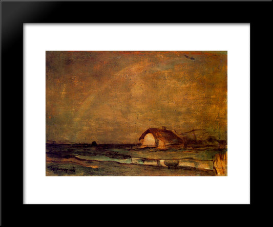 Farm On The Great Hungarian Plain 20x24 Black Modern Wood Framed Art Print Poster by Tornyai, Janos