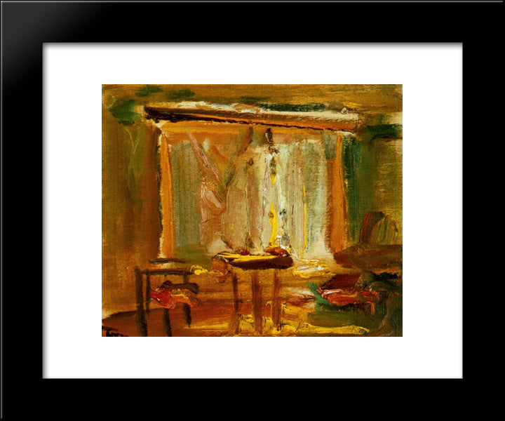 Interior With Curtained Window 20x24 Black Modern Wood Framed Art Print Poster by Tornyai, Janos