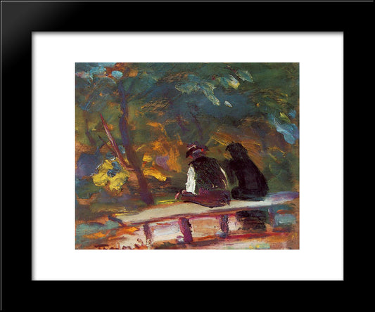 On The Bench 20x24 Black Modern Wood Framed Art Print Poster by Tornyai, Janos