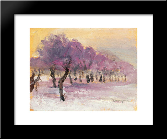 Winter Landscape With Violet Lights 20x24 Black Modern Wood Framed Art Print Poster by Tornyai, Janos