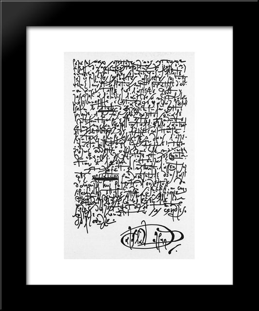 Calligraphie 20x24 Black Modern Wood Framed Art Print Poster by Serpan, Jaroslav