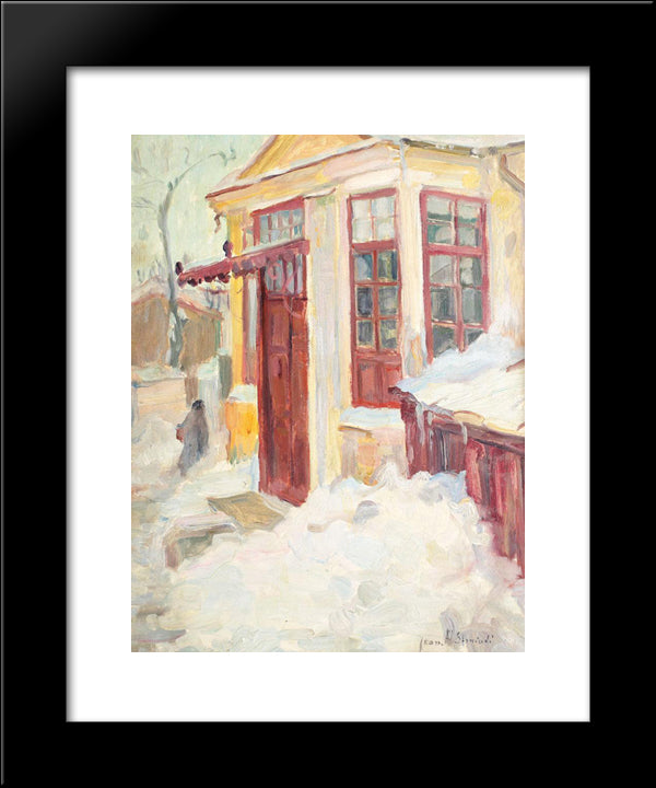 Winter In Bucharest 20x24 Black Modern Wood Framed Art Print Poster by Steriadi, Jean Alexandru