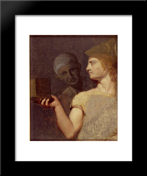 Bust Of Alexander And Aristarchus 20x24 Black Modern Wood Framed Art Print Poster by Ingres, Jean Auguste Dominique