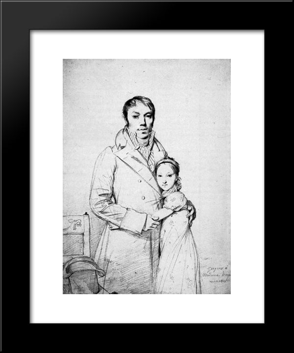 Charles Hayard And His Daughter Marguerite 20x24 Black Modern Wood Framed Art Print Poster by Ingres, Jean Auguste Dominique