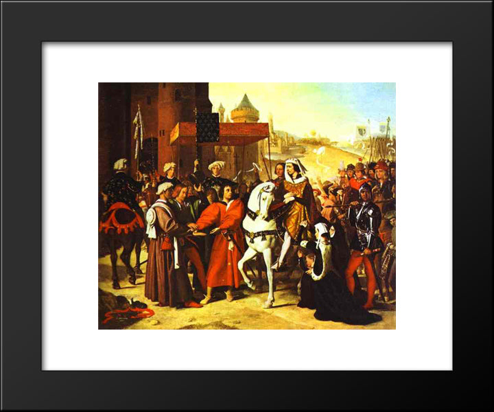 Entrance Of Dauphin, Future Charles V, To Paris 20x24 Black Modern Wood Framed Art Print Poster by Ingres, Jean Auguste Dominique