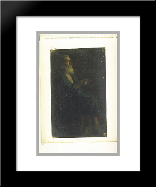 Figure Of An Apostle, Turned Right 20x24 Black Modern Wood Framed Art Print Poster by Ingres, Jean Auguste Dominique