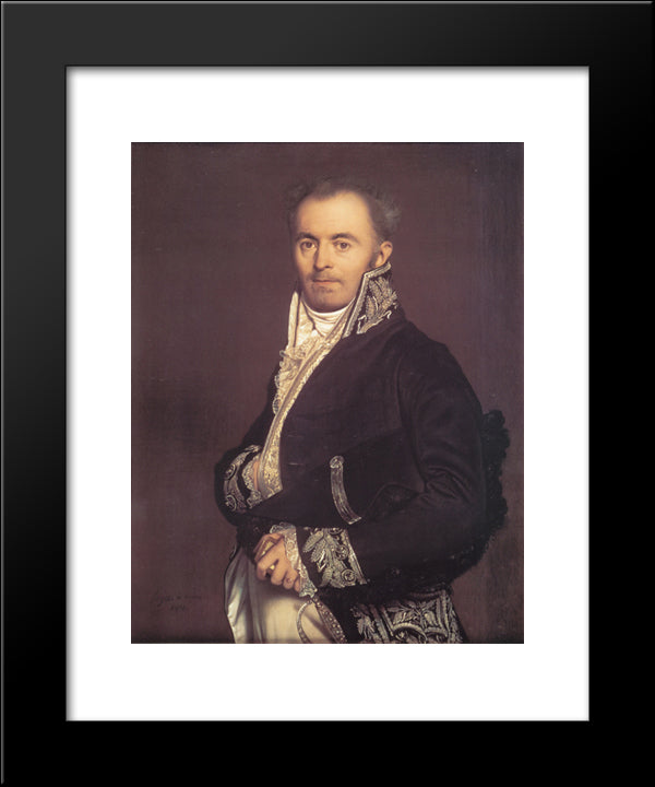 Hippolyte-Francois Devillers 20x24 Black Modern Wood Framed Art Print Poster by Ingres, Jean Auguste Dominique