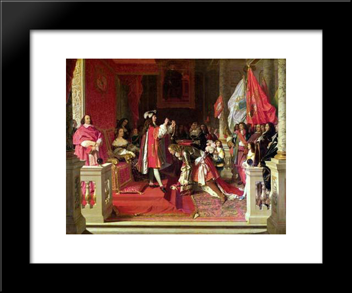 King Philip V Of Spain Making Marshal James Fitzjames 20x24 Black Modern Wood Framed Art Print Poster by Ingres, Jean Auguste Dominique