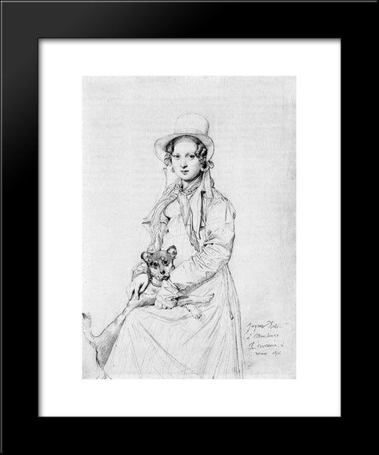 Mademoiselle Henriette Ursule Claire, Maybe Thevenin, And Her Dog Trim 20x24 Black Modern Wood Framed Art Print Poster by Ingres, Jean Auguste Dominique