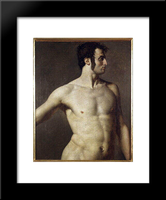 Male Torso 20x24 Black Modern Wood Framed Art Print Poster by Ingres, Jean Auguste Dominique