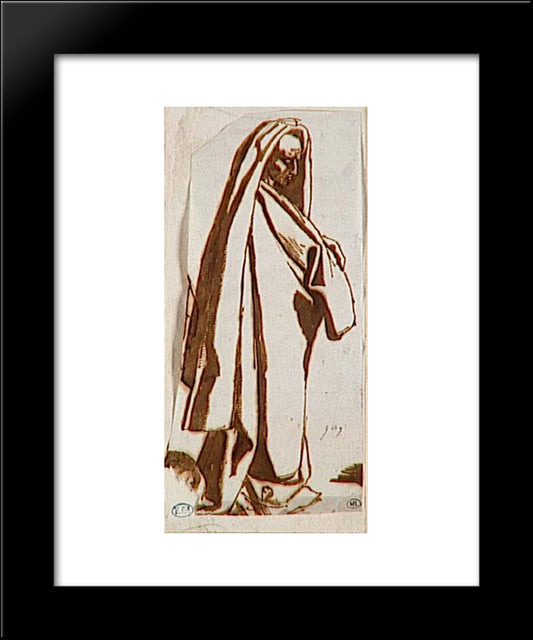 Man Draped Standing 20x24 Black Modern Wood Framed Art Print Poster by Ingres, Jean Auguste Dominique