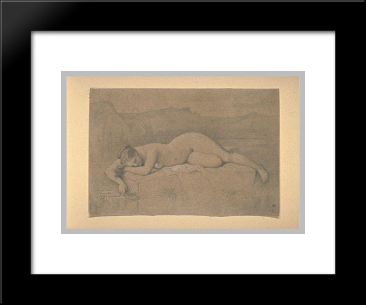 Naked Woman Lying On A Rock 20x24 Black Modern Wood Framed Art Print Poster by Ingres, Jean Auguste Dominique