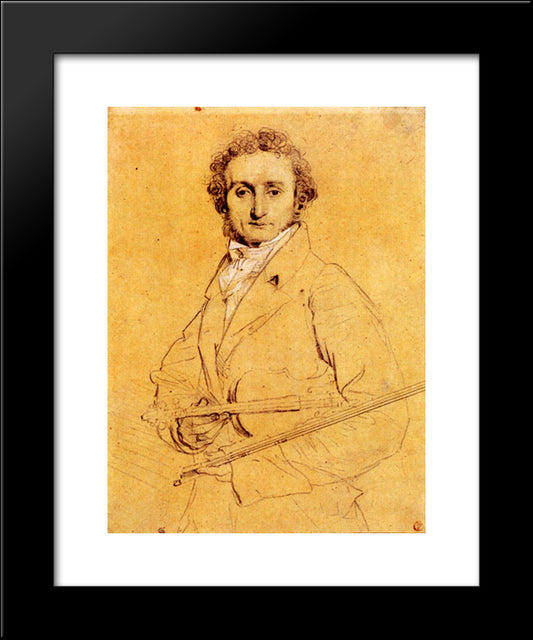 Niccolo Paganini 20x24 Black Modern Wood Framed Art Print Poster by Ingres, Jean Auguste Dominique