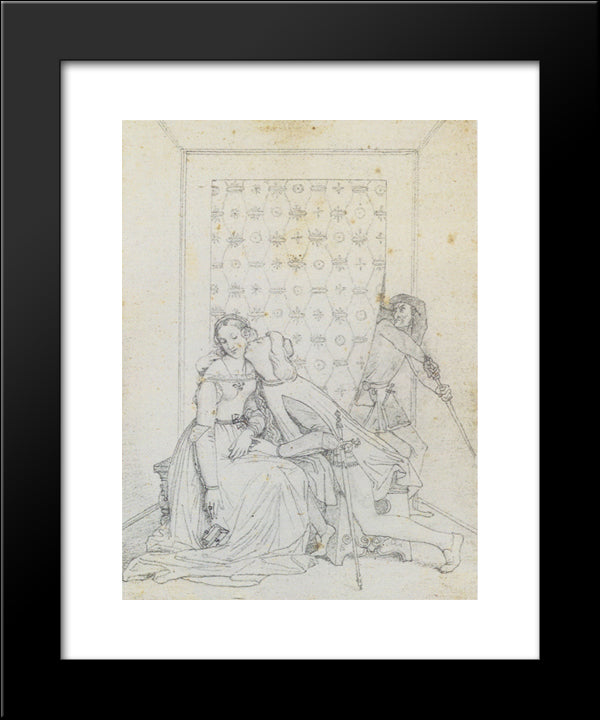 Paolo And Francesca 20x24 Black Modern Wood Framed Art Print Poster by Ingres, Jean Auguste Dominique