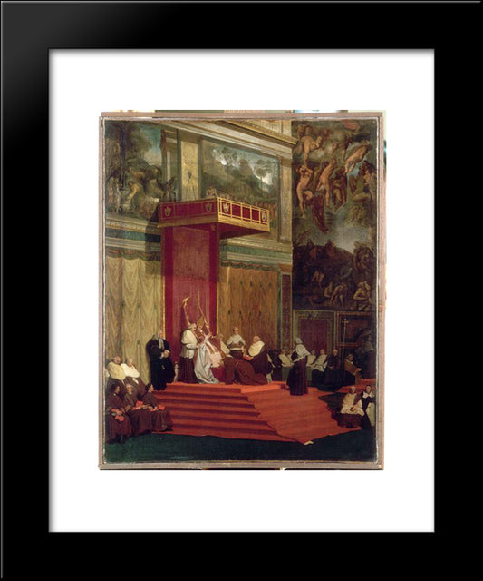 Pope Pius Vii (Luigi Barnaba Chiaramonti) Attending Chapel 20x24 Black Modern Wood Framed Art Print Poster by Ingres, Jean Auguste Dominique