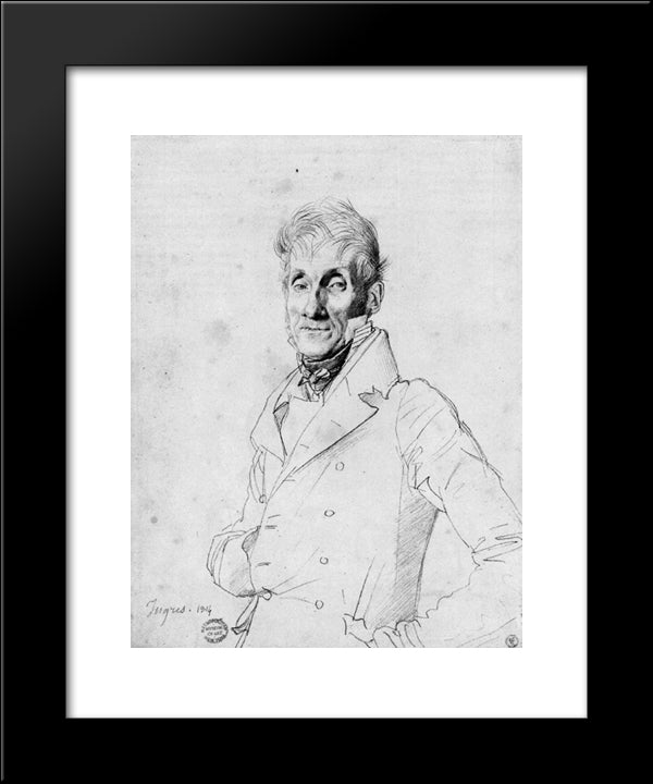 Portrait Of A Man, Possible Edme Bochet 20x24 Black Modern Wood Framed Art Print Poster by Ingres, Jean Auguste Dominique