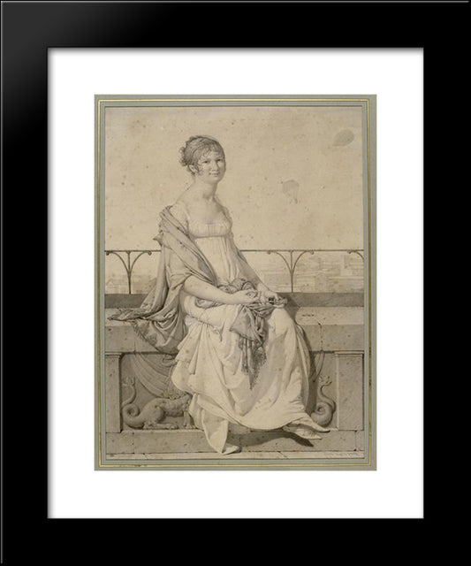 Portrait Of Miss Barbara Bansi Sitting In An Italian Landscape 20x24 Black Modern Wood Framed Art Print Poster by Ingres, Jean Auguste Dominique