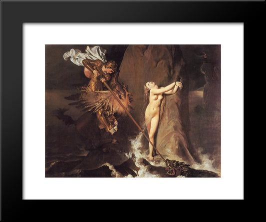 Roger Delivering Angelica 20x24 Black Modern Wood Framed Art Print Poster by Ingres, Jean Auguste Dominique