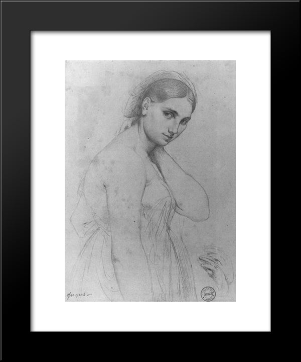 Study For Raphael And The Fornarina 20x24 Black Modern Wood Framed Art Print Poster by Ingres, Jean Auguste Dominique