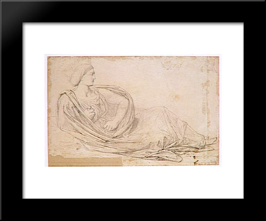 Study For The Ceiling Of City Hall. Figure Symbolizing The City Of Madrid 20x24 Black Modern Wood Framed Art Print Poster by Ingres, Jean Auguste Dominique