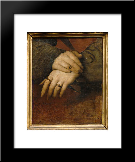 Study Of A Woman'S Hands 20x24 Black Modern Wood Framed Art Print Poster by Ingres, Jean Auguste Dominique