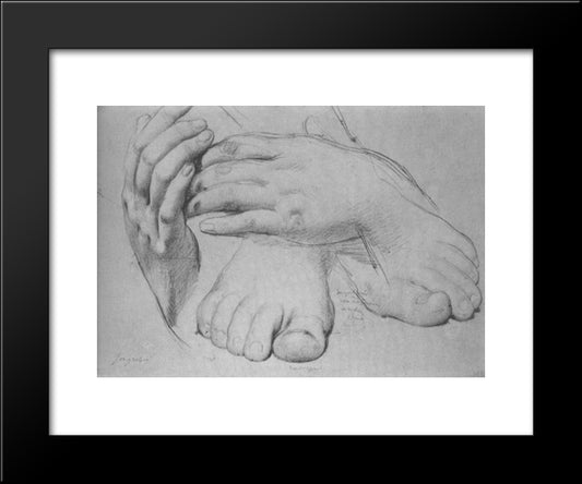 Study Of Hands And Feet For The Golden Age 20x24 Black Modern Wood Framed Art Print Poster by Ingres, Jean Auguste Dominique