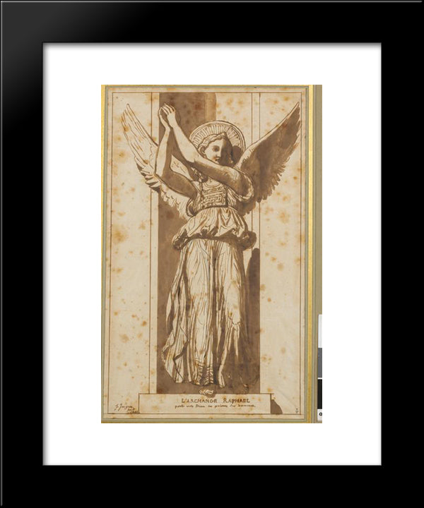 The Archangel Raphael Is The Prayers Of God To Men 20x24 Black Modern Wood Framed Art Print Poster by Ingres, Jean Auguste Dominique