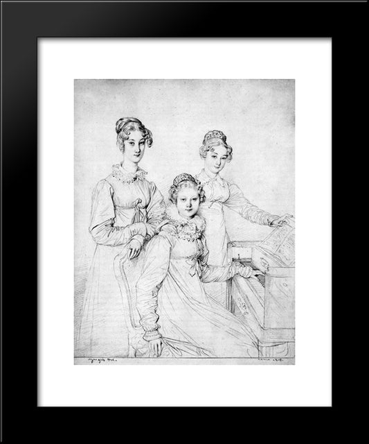 The Kaunitz Sisters 20x24 Black Modern Wood Framed Art Print Poster by Ingres, Jean Auguste Dominique