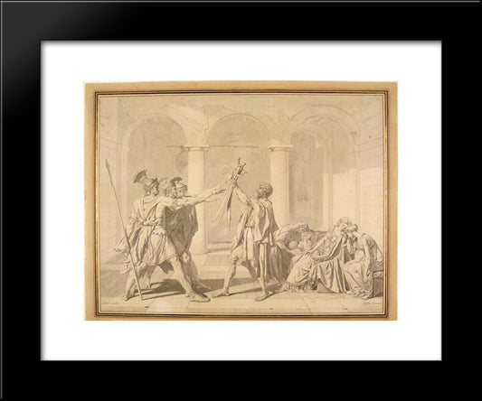 The Oath Of The Horatii, According To David 20x24 Black Modern Wood Framed Art Print Poster by Ingres, Jean Auguste Dominique