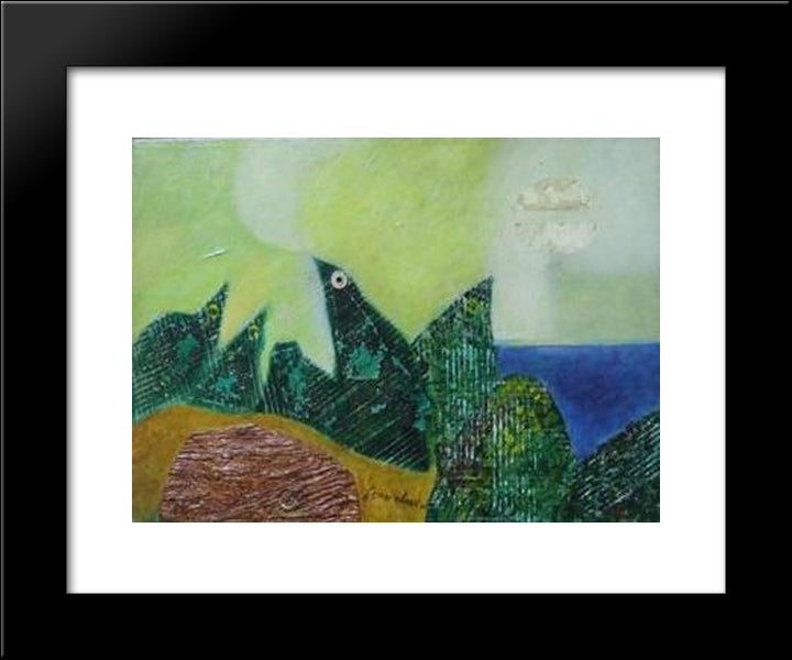 Birds 20x24 Black Modern Wood Framed Art Print Poster by Jean David