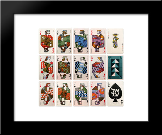 El Al Playing Cards 20x24 Black Modern Wood Framed Art Print Poster by Jean David