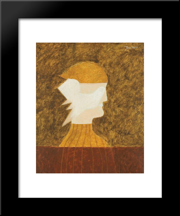 Figure And Bird 20x24 Black Modern Wood Framed Art Print Poster by Jean David