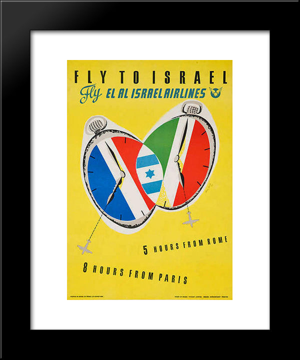 Fly To Israel 20x24 Black Modern Wood Framed Art Print Poster by Jean David