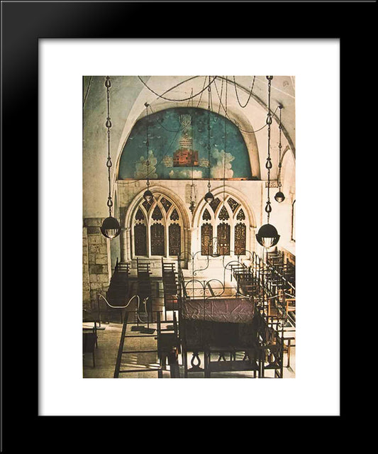Heavenly Jerusalem (Vault Mural In The Sephardic Synagogue In The Old City, Jerusalem) 20x24 Black Modern Wood Framed Art Print Poster by Jean David