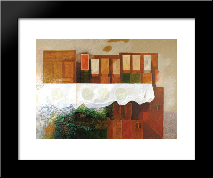 House 20x24 Black Modern Wood Framed Art Print Poster by Jean David